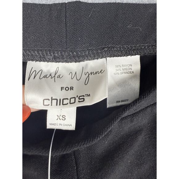 NWT Marla Wynne For Chico's Crepe Fitted Black Ankle Pants Size XSmall - Picture 3 of 8